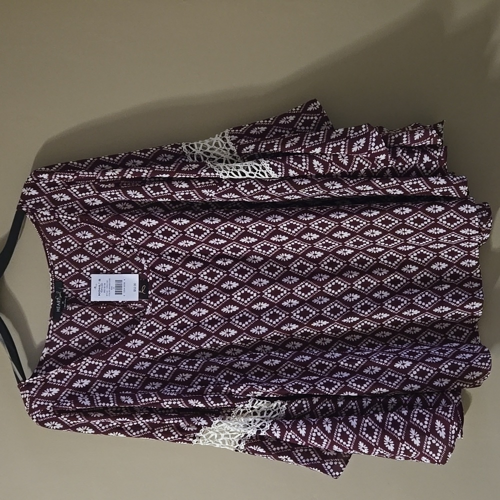 Heart Soul Burgundy and White Blouse